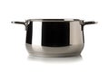 Open, empty stainless steel cooking pot over white background, cooking or kitchen utensil Royalty Free Stock Photo