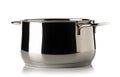 Open, empty stainless steel cooking pot over white background, cooking or kitchen utensil Royalty Free Stock Photo