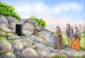 Open empty tomb. Watercolor painting Royalty Free Stock Photo