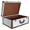 Open empty vintage suitcase isolated Royalty Free Stock Photo