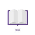 Open encyclopedic book. Vector flat icon.