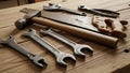 Open end wrenches labeled with sizes 17 19 19 22 and another Royalty Free Stock Photo
