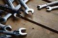 Open Ended Wrenches on Wooden Work Bench