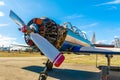 Open engine of a light single-engine pleasure plane Royalty Free Stock Photo