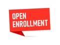 Open enrollment red origami banner icon. Clipart image