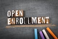 Open Enrollment. Word on a dark chalk board