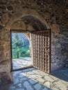 Open entrance gate to the medieval castle Royalty Free Stock Photo