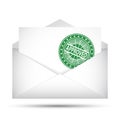 Open envelope. Approved rubber stamp Royalty Free Stock Photo
