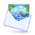 Envelope and card with image dolphin