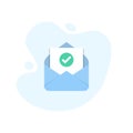 Open envelope with check document icon in excellent flat design. Vector illustration eps10 Royalty Free Stock Photo