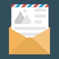 Fun An open envelope with document, concept of letter flat icon