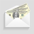Open envelope and 100 dollar bills cash Royalty Free Stock Photo