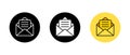 Open envelope email icon set in circle. Incoming message and inbox symbol Royalty Free Stock Photo