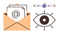 Email Privacy and Data Security Concept with Envelope, Lock, and Eye Icon Royalty Free Stock Photo