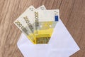 Open an envelope with euro banknotes Royalty Free Stock Photo