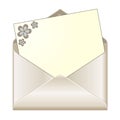 Open envelope with floral stationery Royalty Free Stock Photo