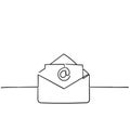 Open envelope handdrawn Line mail symbol for email, website design, mobile application, ui. vector