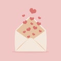 Open envelope with hearts