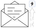Outgoing Mail with Letter Icon and Upward Arrow Indicating Fast Communication Royalty Free Stock Photo