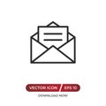 Open envelope with letter vector icon in modern design style for web site and mobile app. Royalty Free Stock Photo