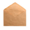 open envelope made of craft paper on a white isolated background Royalty Free Stock Photo