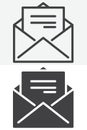 Open envelope mail line and solid vector icon set Royalty Free Stock Photo