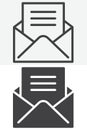 Open envelope mail line and solid vector icon set Royalty Free Stock Photo