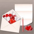Open envelope with paper hearts Royalty Free Stock Photo