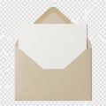 Open envelope with paper isolated on transparent background Royalty Free Stock Photo