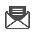 Open envelope with paper letter monochrome icon vector illustration incoming message email mail Royalty Free Stock Photo