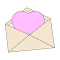 Open envelope, postal letter with red heart. Elements for romantic design Royalty Free Stock Photo