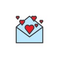 Open envelope with red hearts filled outline icon Royalty Free Stock Photo