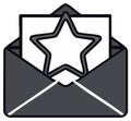 An open envelope with a star letter icon for a special message invitation or feedback Royalty Free Stock Photo
