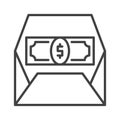 Open Envelope with USD Money vector Commision concept linear icon