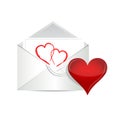 Open envelope with valentine heart
