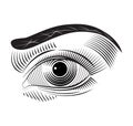 Eye engraved style line art