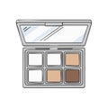 Open eyeshadow palette with assorted neutral tone powders and mirror for cosmetic application Royalty Free Stock Photo
