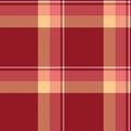 Open fabric texture textile, present vector tartan plaid. Single seamless check pattern background in red and orange colors Royalty Free Stock Photo