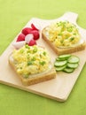 Open face egg salad sandwich