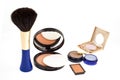 Open face powder, brush and eyeshadows Royalty Free Stock Photo