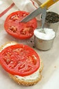 Open face tomato sandwich