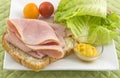 Open faced ham sandwich