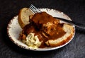 Open faced meatloaf sandwich with gravy Royalty Free Stock Photo