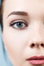 Open female gray eye with makeup Royalty Free Stock Photo