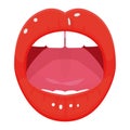 Open female mouth icon, bright red lips