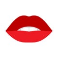 Red lips. little open mouth with teeth. Vector illustration element design