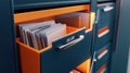 Open file cabinet with organized documents in an office setting