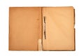 Open file folder with aged light brown empty pages