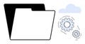 File Folder and Gear Mechanism Representing Cloud Data Storage and Process Automation Royalty Free Stock Photo