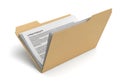Open file folder with paper isolated on white background Royalty Free Stock Photo